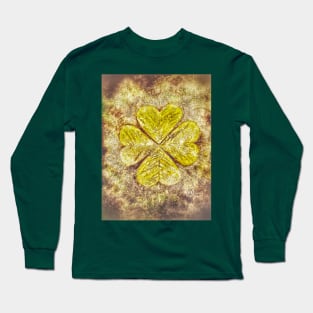 Lucky Four-Leaf Clover in Grunge Long Sleeve T-Shirt